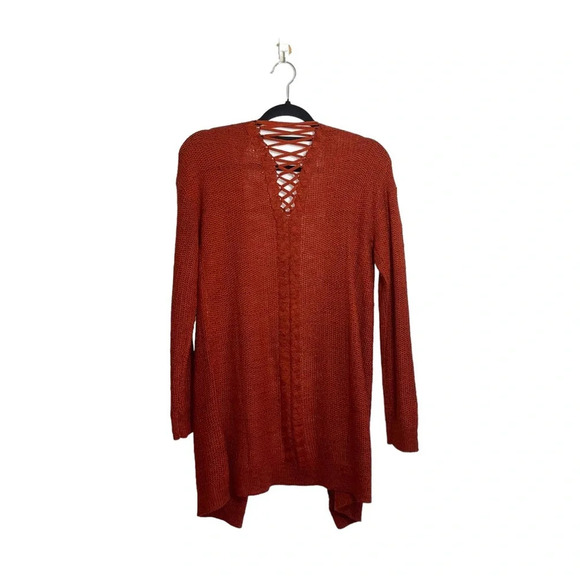 Maurices Burnt Orange Open Front Lattice Back Knit Cardigan Xsmall Women’s - Picture 5 of 11